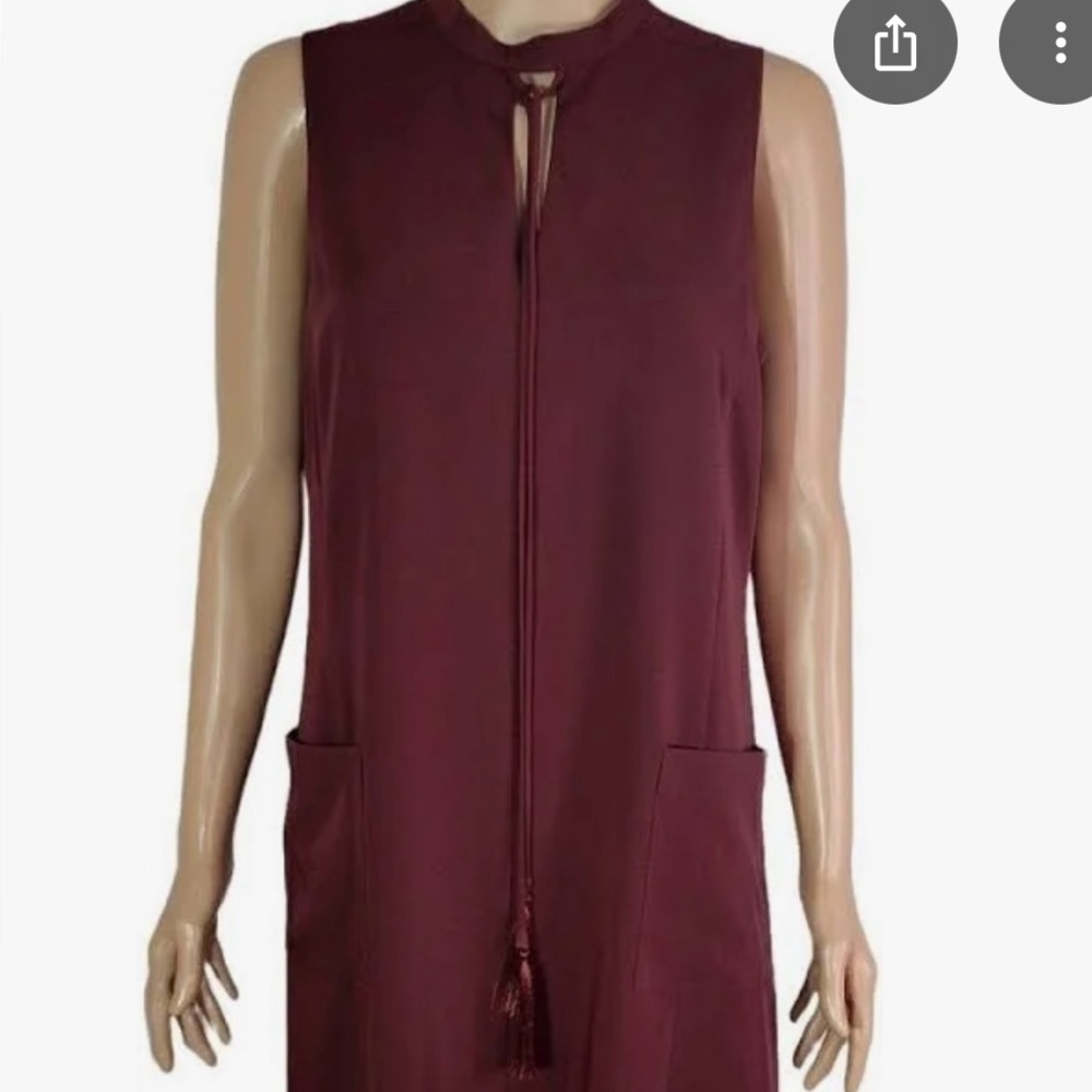 NWT Erin Fetherston Sleeveless Boho Burgundy Dress with Tassel Detail Size 6